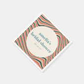 Golvende strepen Aqua Perzik Aangepaste Bruiloftss Servet (Hoek)