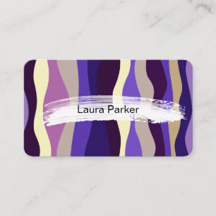 Golvende strepen Elegant modern gebogen paars Visitekaartje