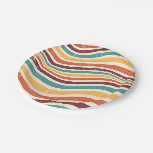 Golvende strepen, grunge. Retro groovy Papieren Bordje (Gekanteld)