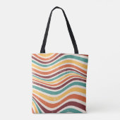 Golvende strepen, grunge. retro tote bag (Achterkant)