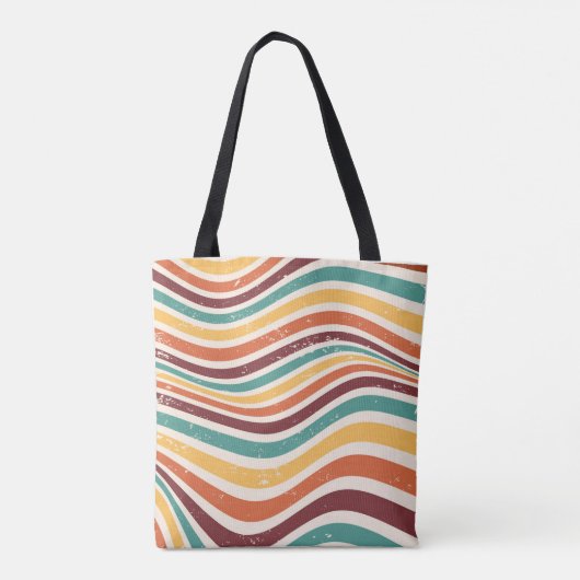 Golvende strepen, grunge. retro tote bag (Achterkant)
