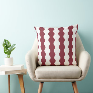 Golvende Strepen Modern Cottagecore Cranberry Bank Kussen