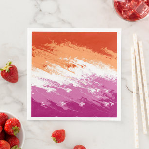 Golvende Trippy Abstract Lesbische Pride Vlag Servet
