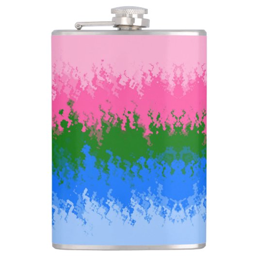 Golvende Trippy Abstract Omniromantische Pride Vla Heupfles (Voorkant)