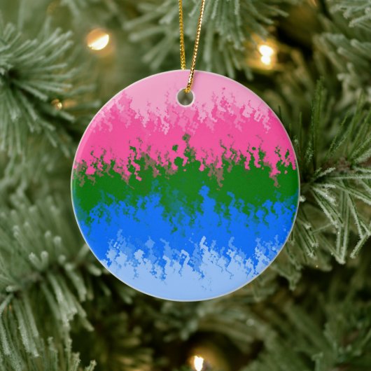Golvende Trippy Abstract Omniromantische Pride Vla Keramisch Ornament (Boom)