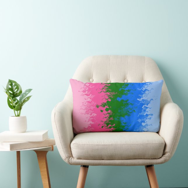 Golvende Trippy Abstract Omniromantische Pride Vla Kussen (Stoel)