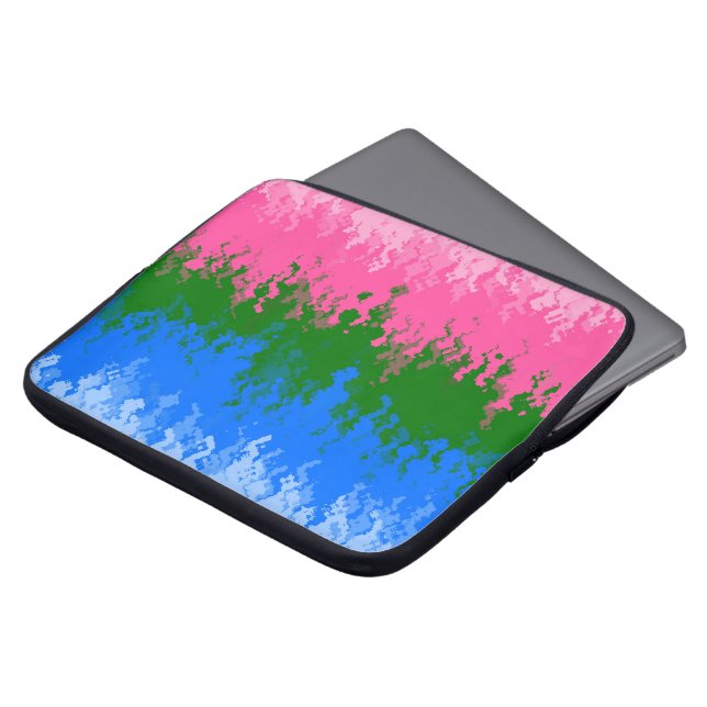 Golvende Trippy Abstract Omniromantische Pride Vla Laptop Sleeve (Voorkant top)