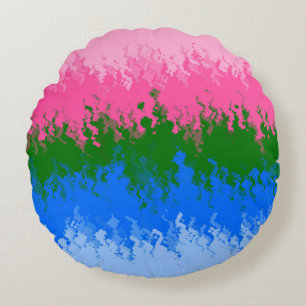 Golvende Trippy Abstract Omniromantische Pride Vla Rond Kussen