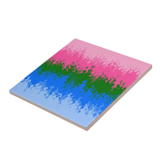 Golvende Trippy Abstract Omniromantische Pride Vla Tegeltje (Zijkant)