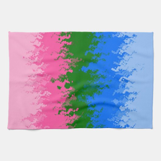 Golvende Trippy Abstract Omniromantische Pride Vla Theedoek (Horizontaal)