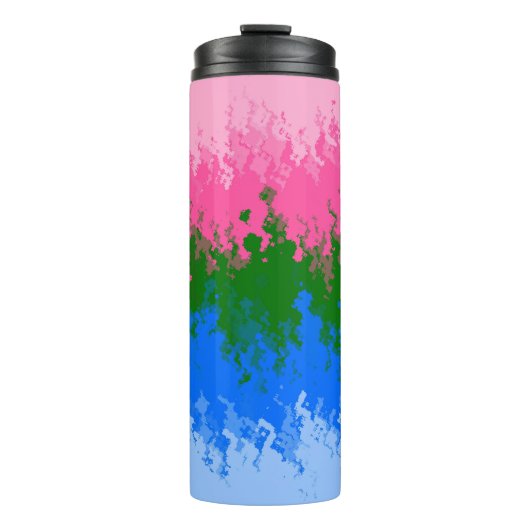 Golvende Trippy Abstract Omniromantische Pride Vla Thermosbeker (Voorkant)