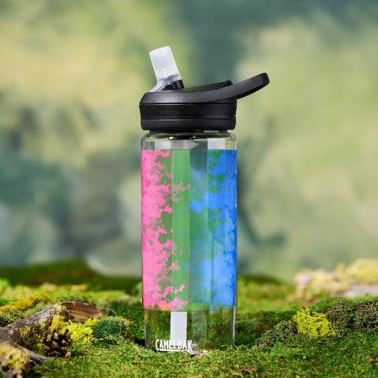 Golvende Trippy Abstract Omniromantische Pride Vla Waterfles (Buiten)