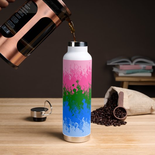 Golvende Trippy Abstract Omniromantische Pride Vla Waterfles (Koffie)
