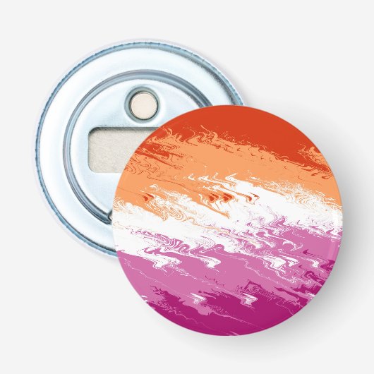 Golvende Trippy Groovy Abstract Lesbische Pride Vl Button Flesopener (Voorkant)