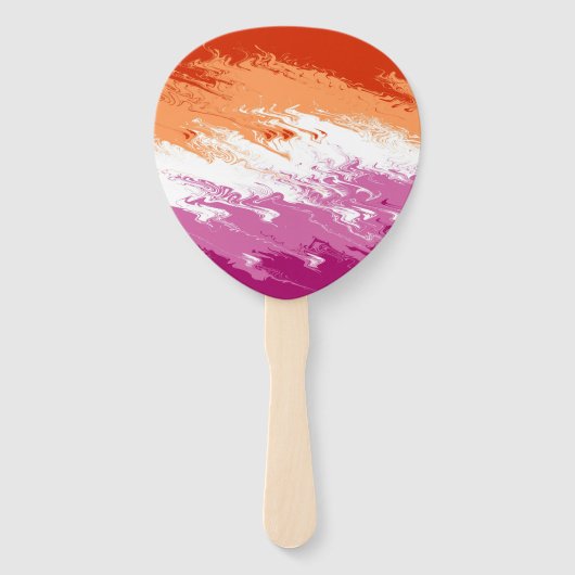 Golvende Trippy Groovy Abstract Lesbische Pride Vl Handwaaier (Voorkant)