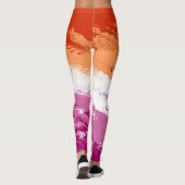 Golvende Trippy Groovy Abstract Lesbische Pride Vl Leggings (Achterkant)