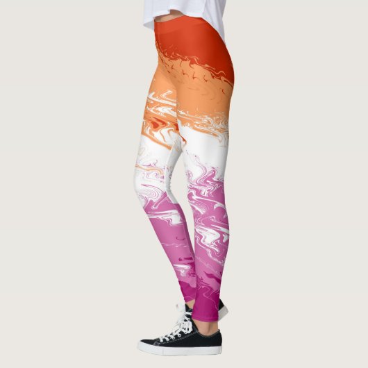 Golvende Trippy Groovy Abstract Lesbische Pride Vl Leggings (Links)