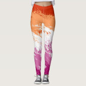 Golvende Trippy Groovy Abstract Lesbische Pride Vl Leggings (Voorkant)
