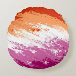 Golvende Trippy Groovy Abstract Lesbische Pride Vl Rond Kussen