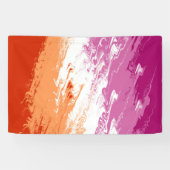 Golvende Trippy Groovy Abstract Lesbische Pride Vl Spandoek (Horizontaal)
