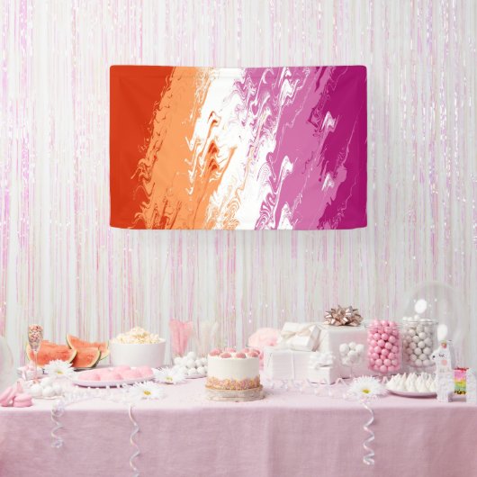Golvende Trippy Groovy Abstract Lesbische Pride Vl Spandoek (Feest)