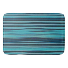 Golvende turquoise en blauwe strepen badmat