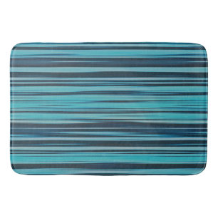 Golvende turquoise en blauwe strepen badmat