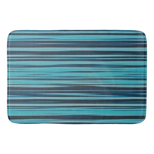 Golvende turquoise en blauwe strepen badmat (Voorkant)