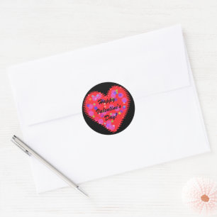 Golvende Valentijnsdag Hart en Cirkels Classic Rou Ronde Sticker