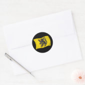 Golvende vlag Vlaanderen Ronde Sticker (Envelop)