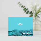 Golvende Wateren Jezus Vis Briefkaart (Staand voorkant)