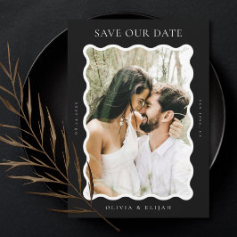 Golvende Zwart-wit Moderne foto Opslaan De Datum Kaart