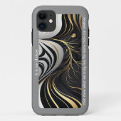 Golvende zwarte en gouden iPhone Case (Achterkant)