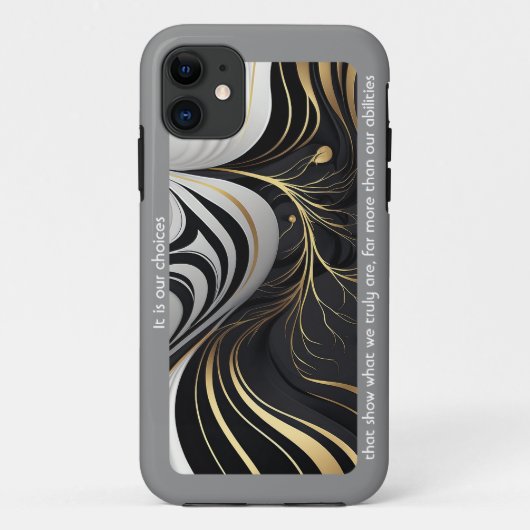 Golvende zwarte en gouden iPhone Case (Achterkant)