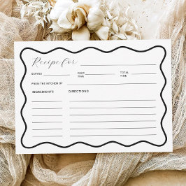 Golvende Zwarte en Witte Bruiloft Recept Kaart
