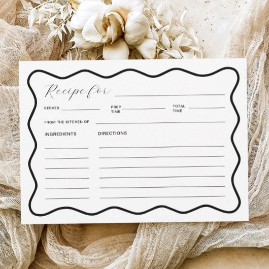 Golvende Zwarte en Witte Bruiloft Recept Kaart