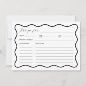 Golvende Zwarte en Witte Bruiloft Recept Kaart (Voorkant)