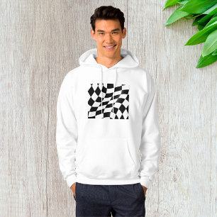 Golvende Zwarte en Witte Geruite Vlag Racing Hoodie