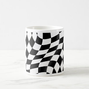Golvende Zwarte en Witte Geruite Vlag Racing Koffiemok