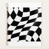 Golvende Zwarte en Witte Geruite Vlag Racing Planner (Voorkant)