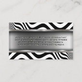 Golvende zwarte witte lijnen | Metallisch Visitekaartje (Achterkant)