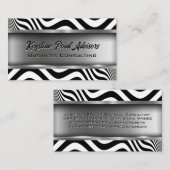 Golvende zwarte witte lijnen | Metallisch Visitekaartje (Voorkant / Achterkant)