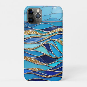Golvenzee Blauw en Goud Mozaïek Kunst Case-Mate iPhone Case