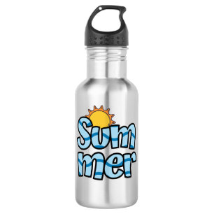 Golvige zomertypografie tropisch waterfles