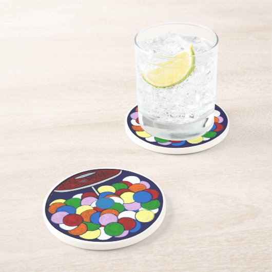 Gom Ball-machine Zandsteen Onderzetter (Zijkant)