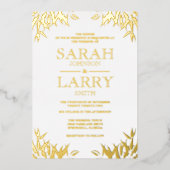 Gom Leaf Elegant Gold Traditional Wedding Folie Uitnodiging (Voorkant)