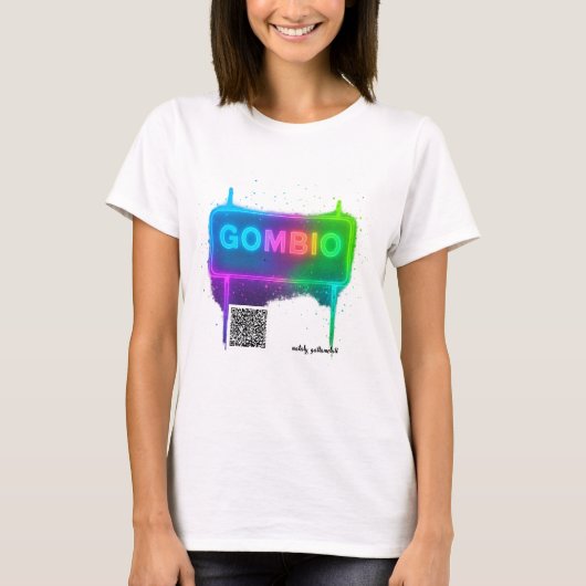 Gombio Neon QR Code Reizen Souvenir T-shirt (Voorkant)