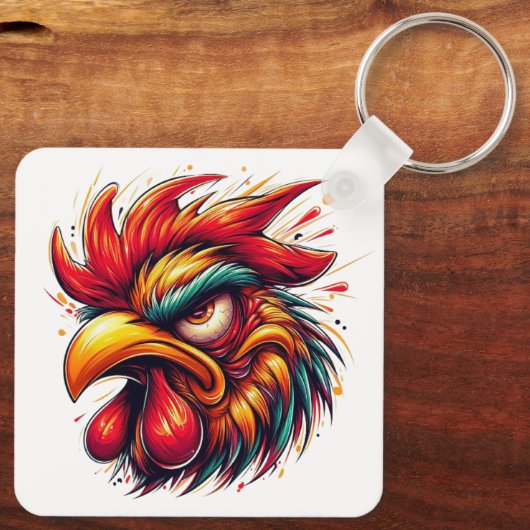"Gomer Rooster" Double Sided Aluminum Keychain (Achterkant)