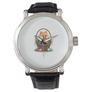 Gomi's Pasen Rommel Vintage Mooie Paashond Vector Horloge