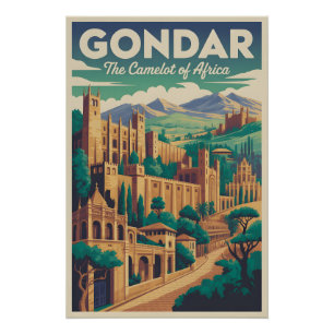 Gondar Ethiopië Retro Reisposter Kunst Perfect Poster